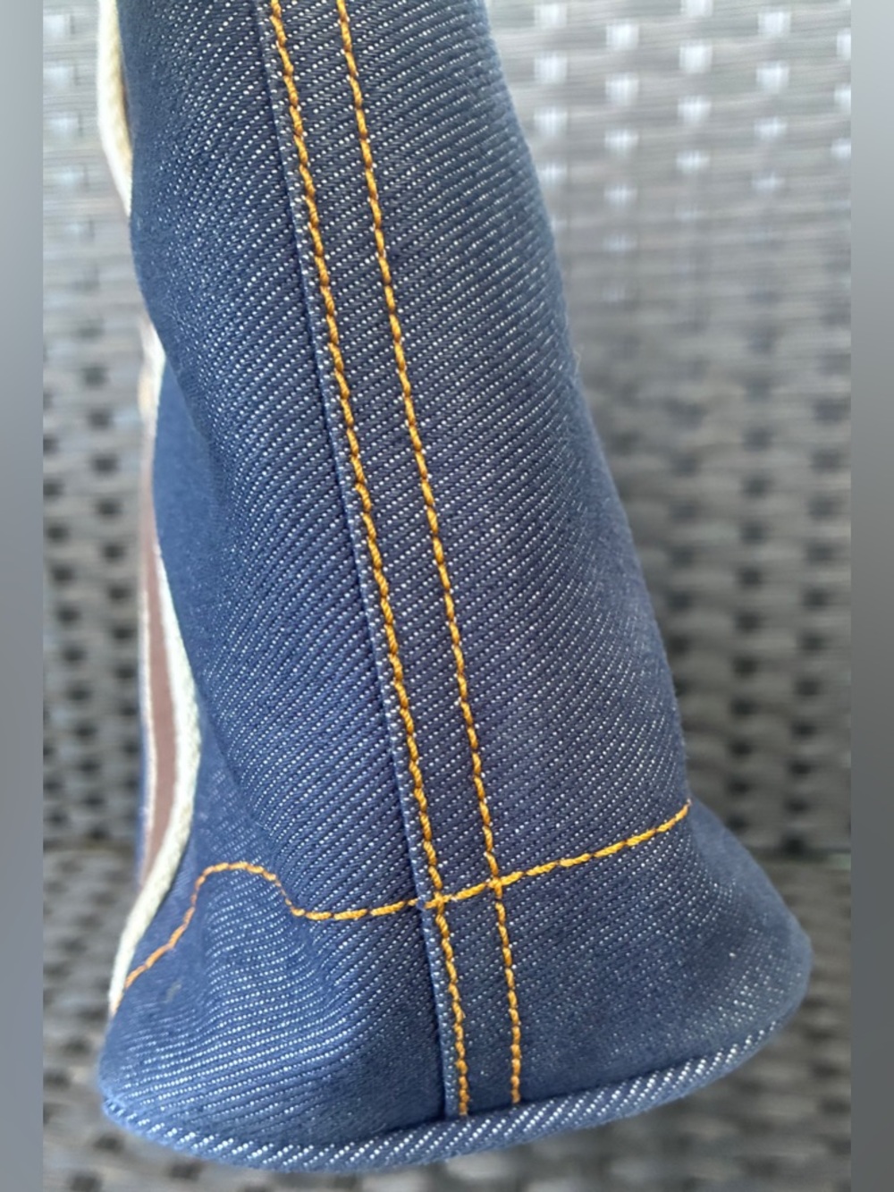 Coach Navy Denim Tote with Brown Straps and Pink Trim - Picture 16 of 16